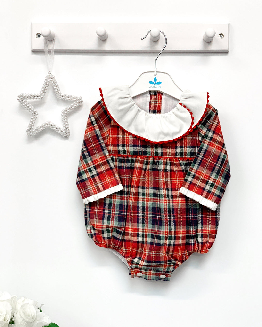 Sardon "Sonia" Red Tartan Ruffle Romper | Millie and John