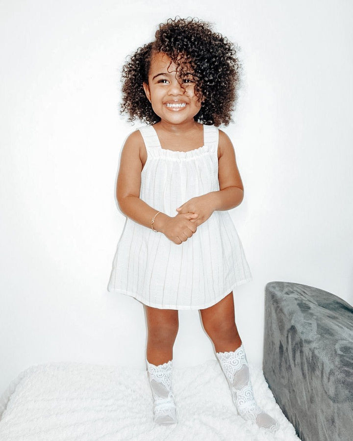 Babidu SPARKLY STRIPES | Ivory Blouse & Bloomers | Millie and John