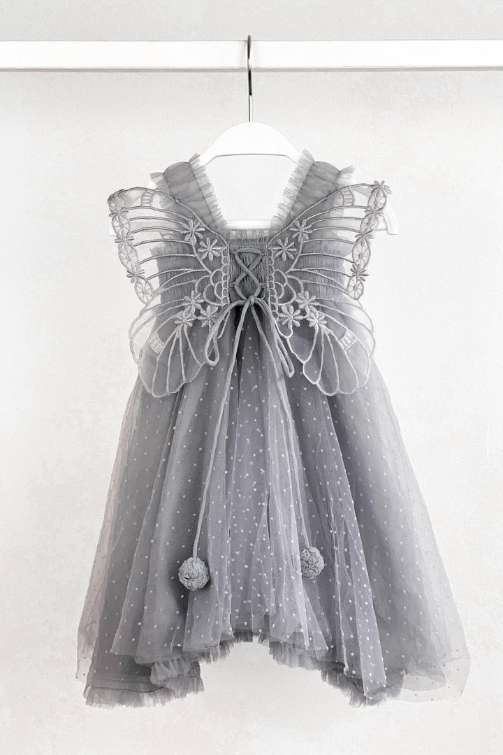 Luna Luna "Stormi" Grey Plumeti Dot Fairy Wing Dress | Millie and John