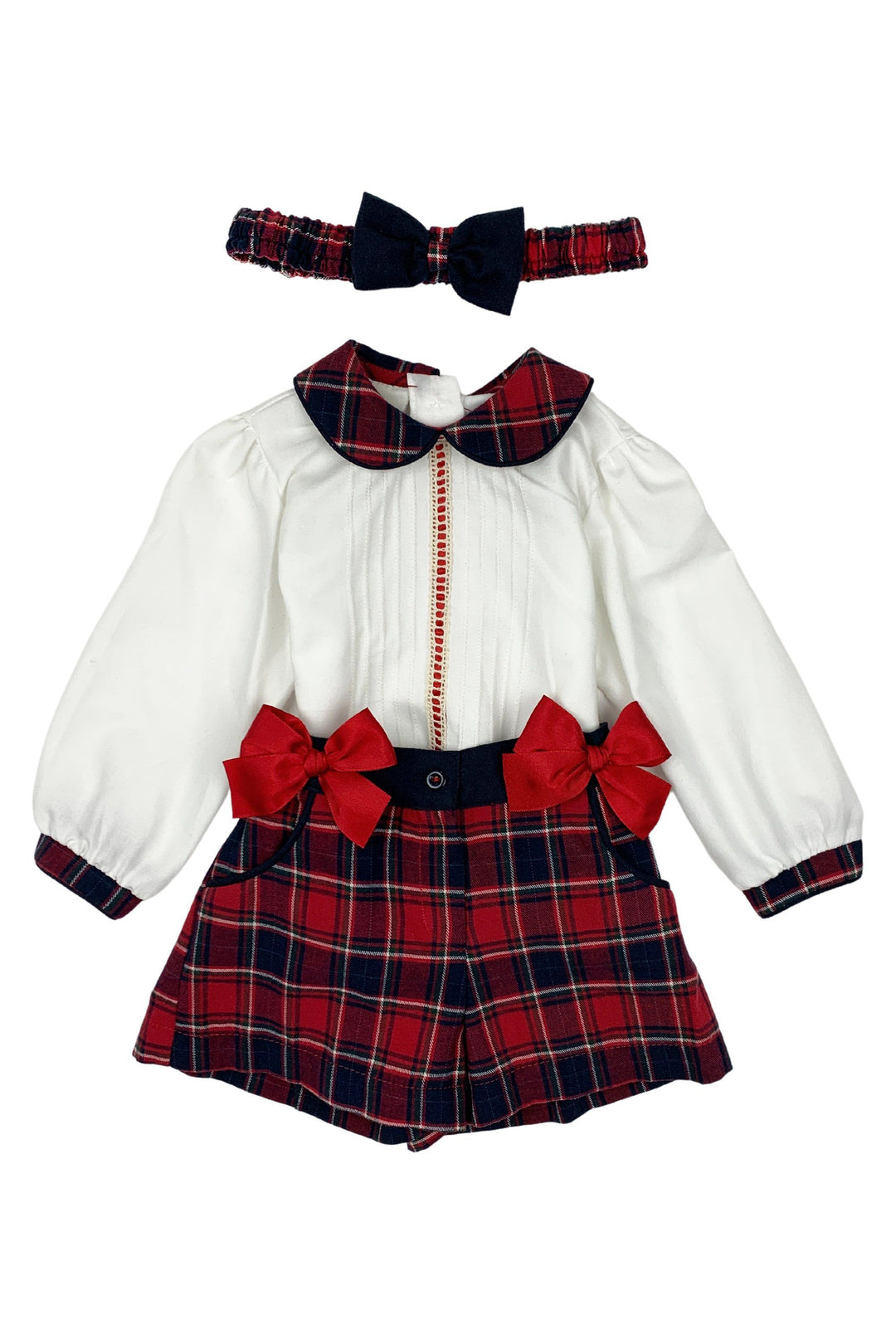 Pretty Originals "Tallulah" Navy & Red Tartan Blouse & Shorts | Millie and John