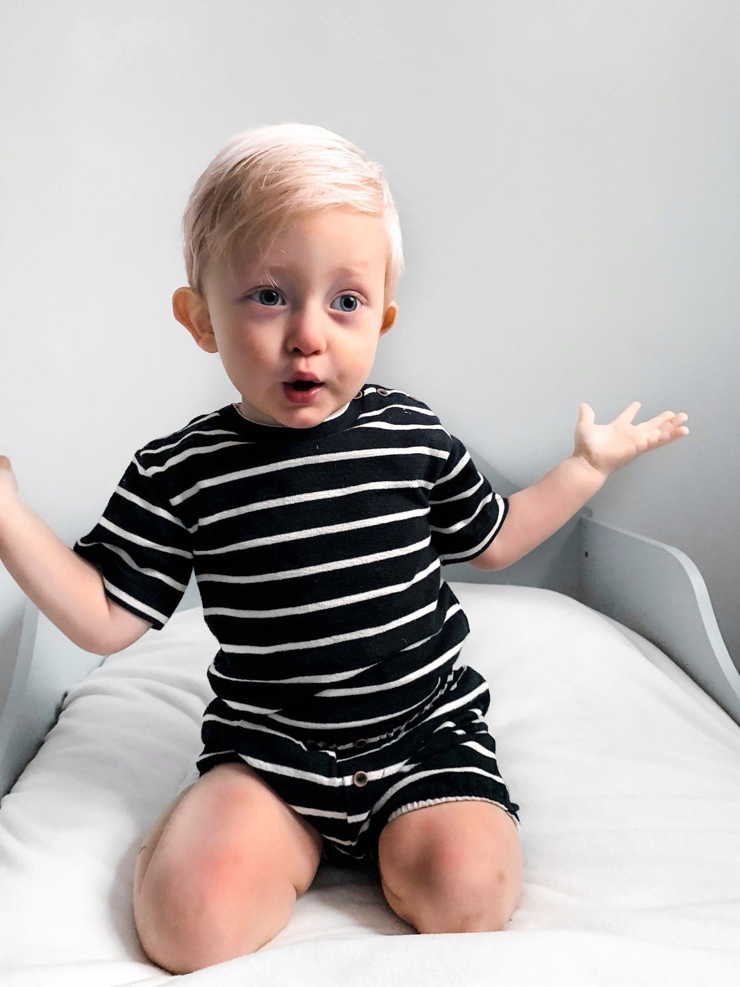 Babidu TERRY TOWELLING | Navy Striped Top & Jam Pants | Millie and John