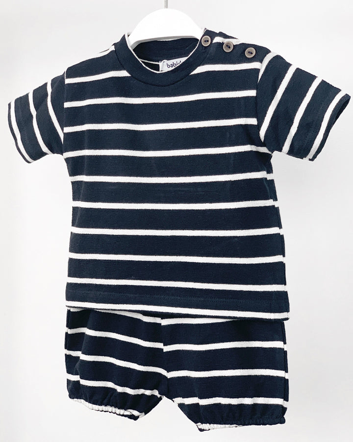 Babidu TERRY TOWELLING | Navy Striped Top & Jam Pants | Millie and John