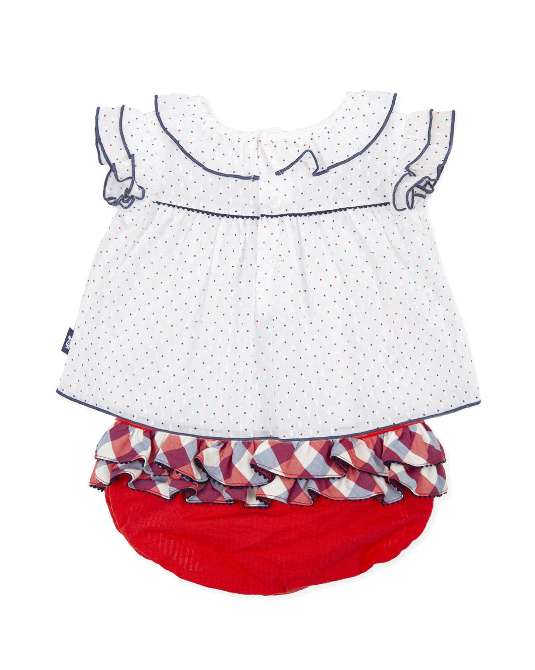 Tutto Piccolo "Blair" Red & Navy Polka Dot Blouse & Bloomers - Millie and John