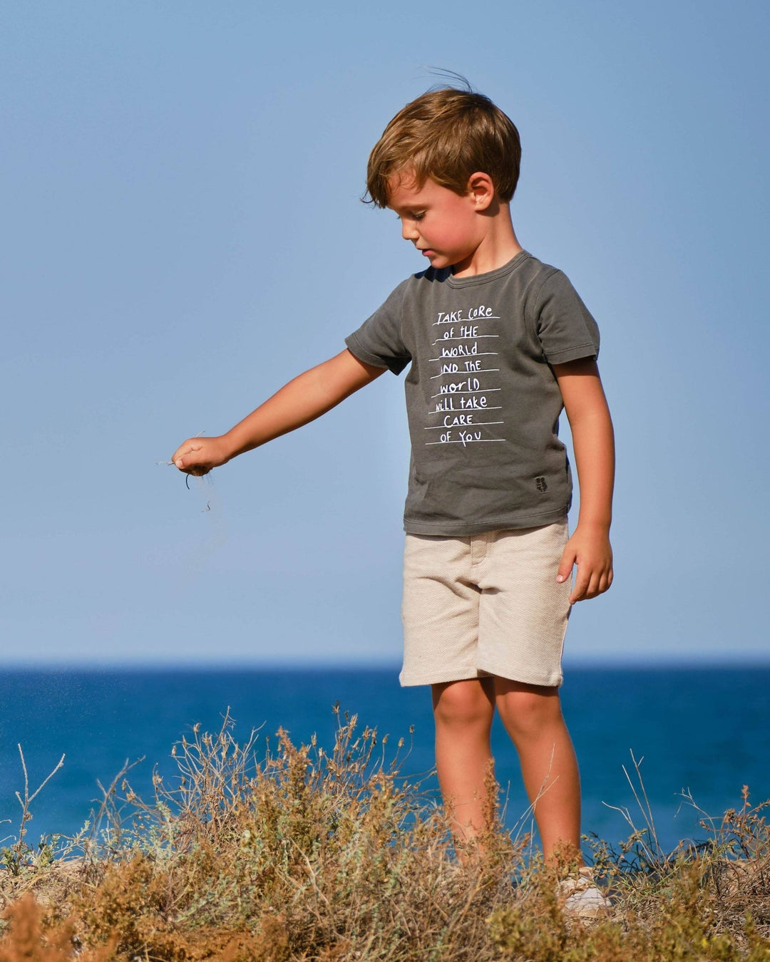 Tutto Piccolo "Cruz" Grey Slogan Tee & Shorts - Millie and John
