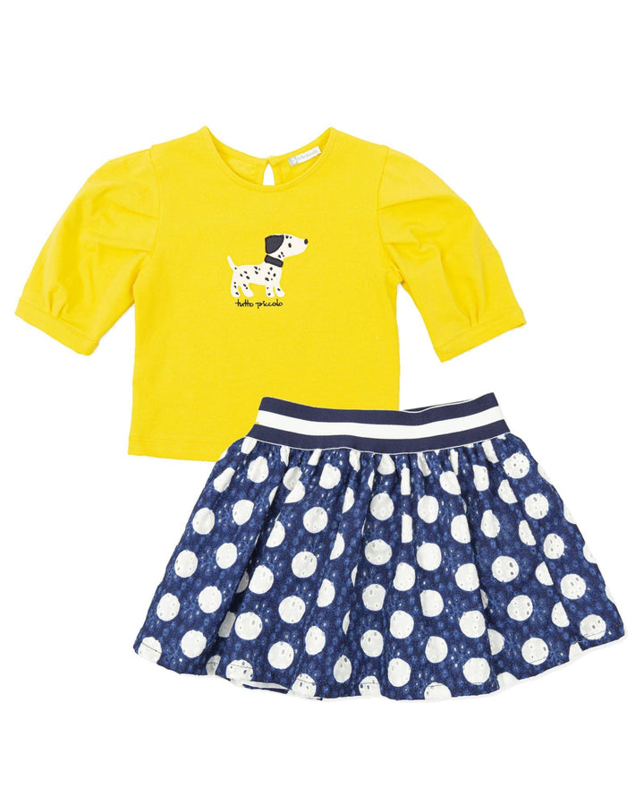 Tutto Piccolo "Milan" Yellow Dalmatian Top & Skirt - Millie and John