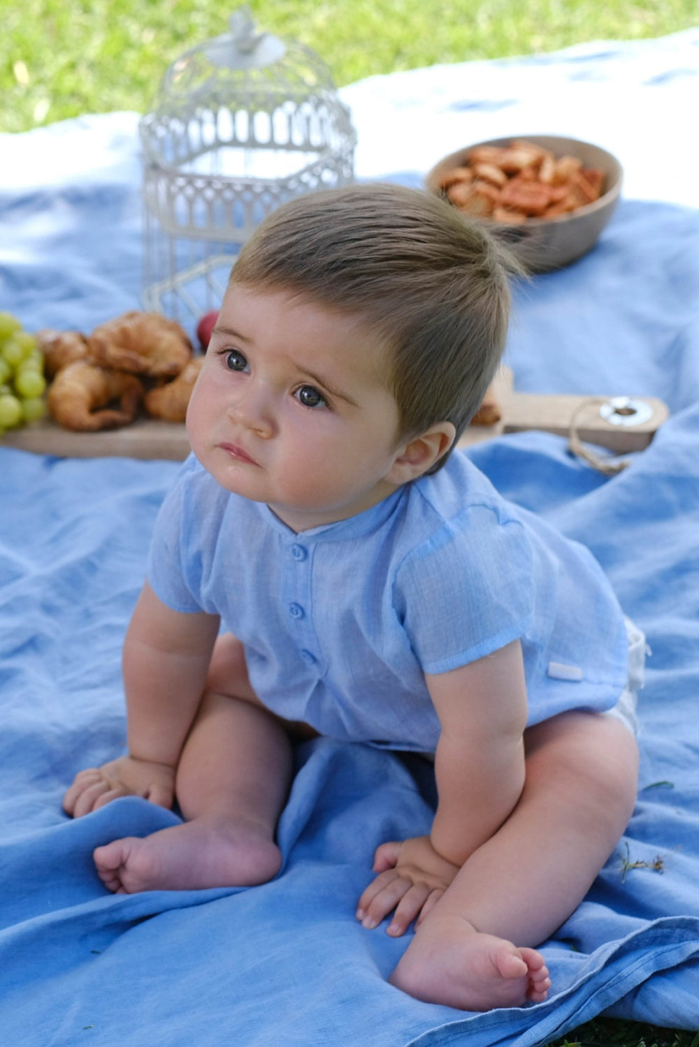 Tutto Piccolo "Rafael" Blue Shirt & Linen Jam Pants - Millie and John