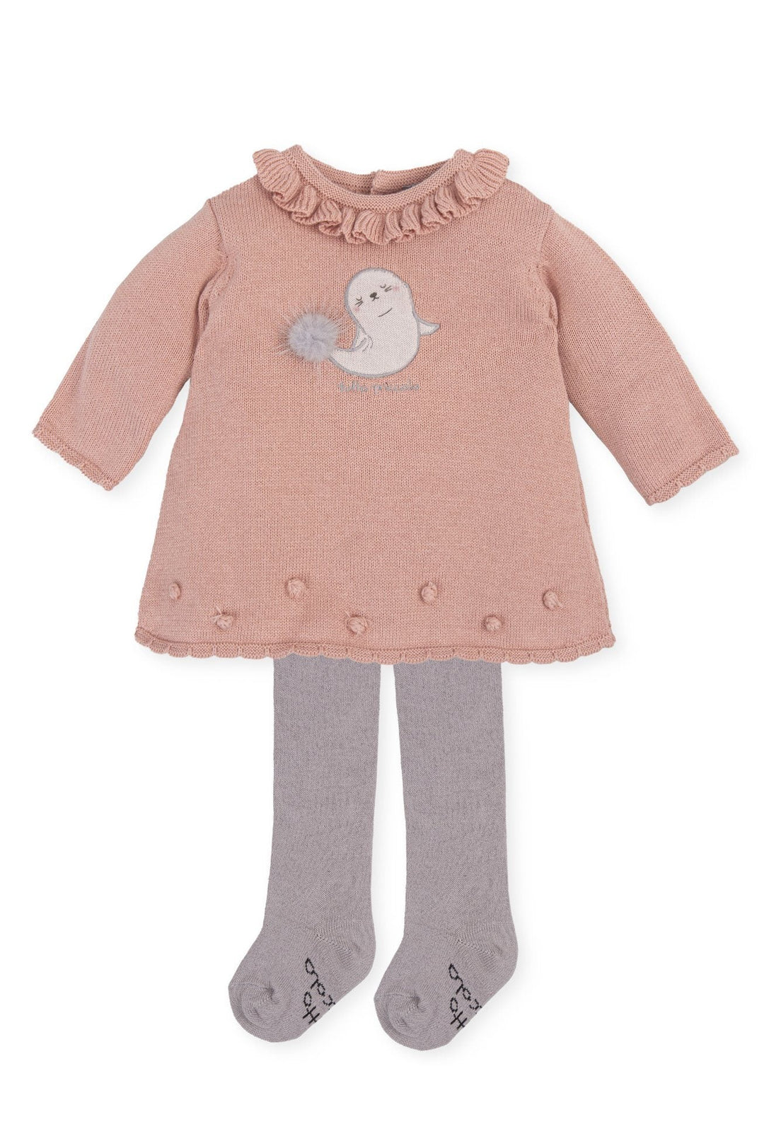 Tutto Piccolo "Samara" Petal Pink Knitted Dress & Tights - Millie and John