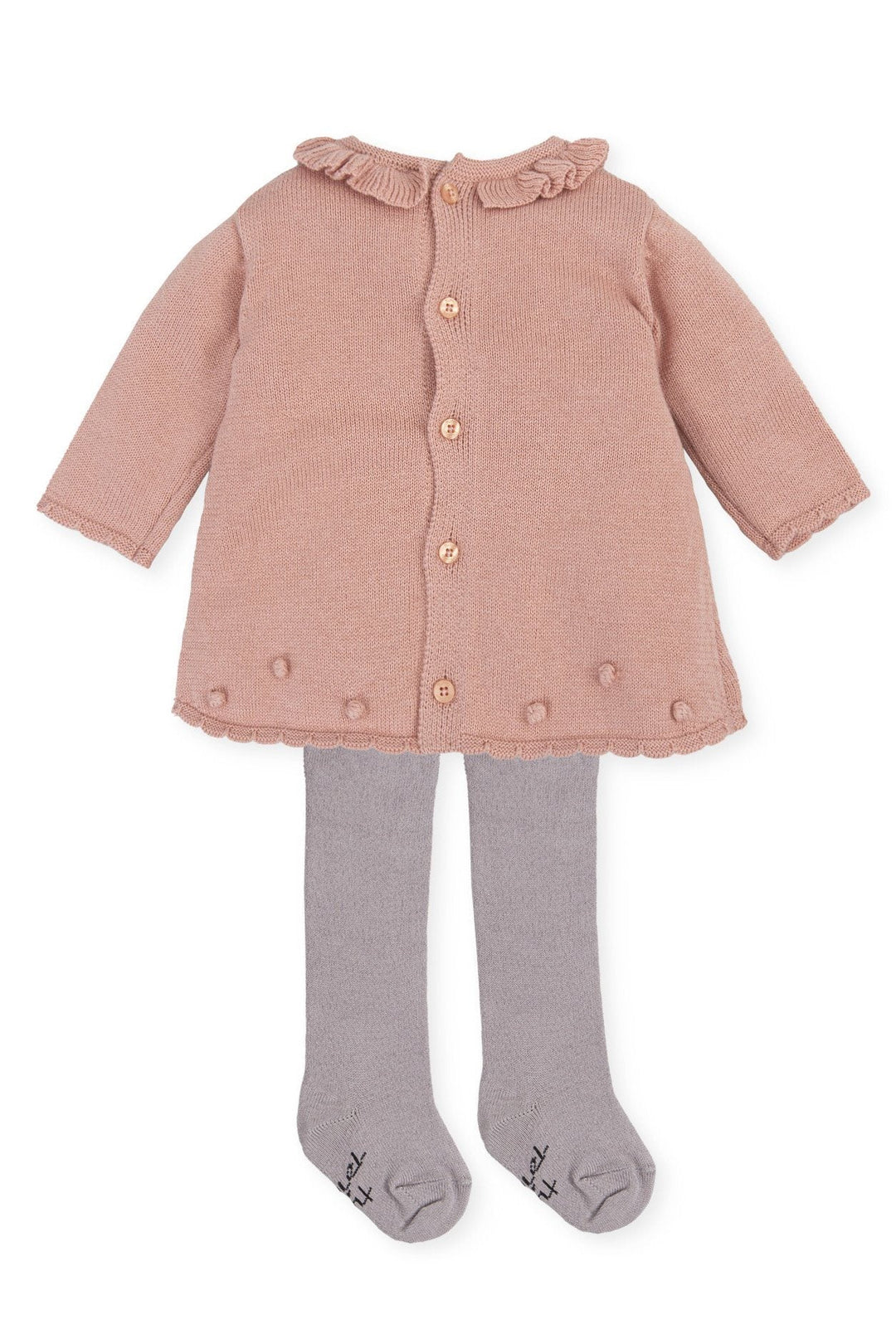 Tutto Piccolo "Samara" Petal Pink Knitted Dress & Tights - Millie and John