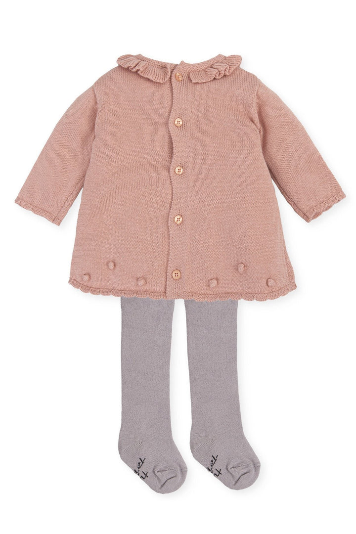 Tutto Piccolo "Samara" Petal Pink Knitted Dress & Tights - Millie and John