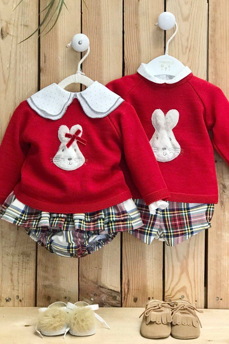 Valentina Bebés "Dawson" Red Knit Jumper, Shirt & Jam Pants - Millie and John