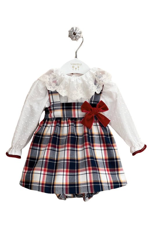 Valentina Bebes "Delilah" Tartan Pinafore Dress, Blouse & Bloomers - Millie and John