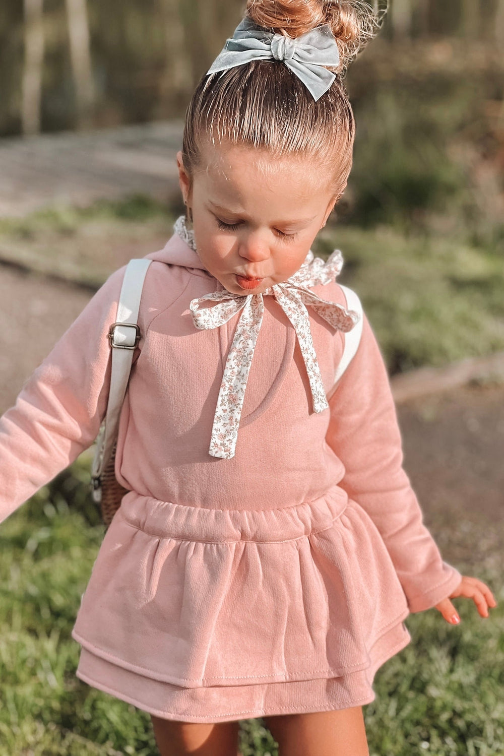 Valentina Bebes "Emilia" Dusky Pink Floral Hoodie & Skirt - Millie and John