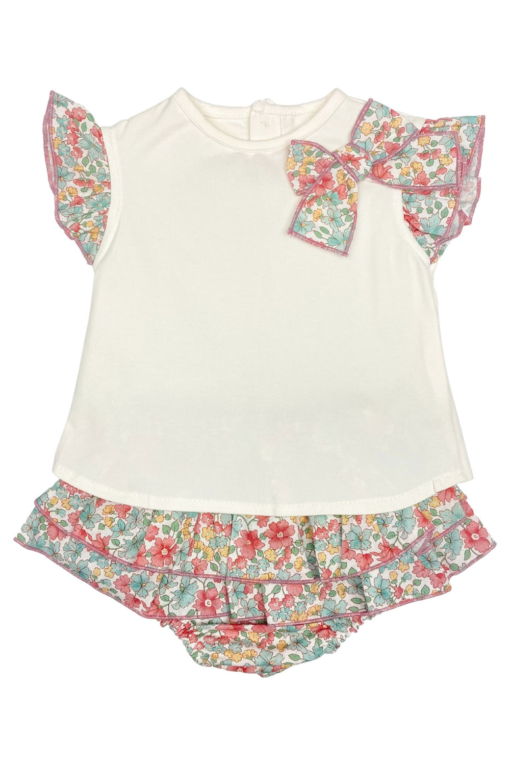 Valentina Bebes "Esther" Dusky Pink Floral Blouse & Skirt - Millie and John