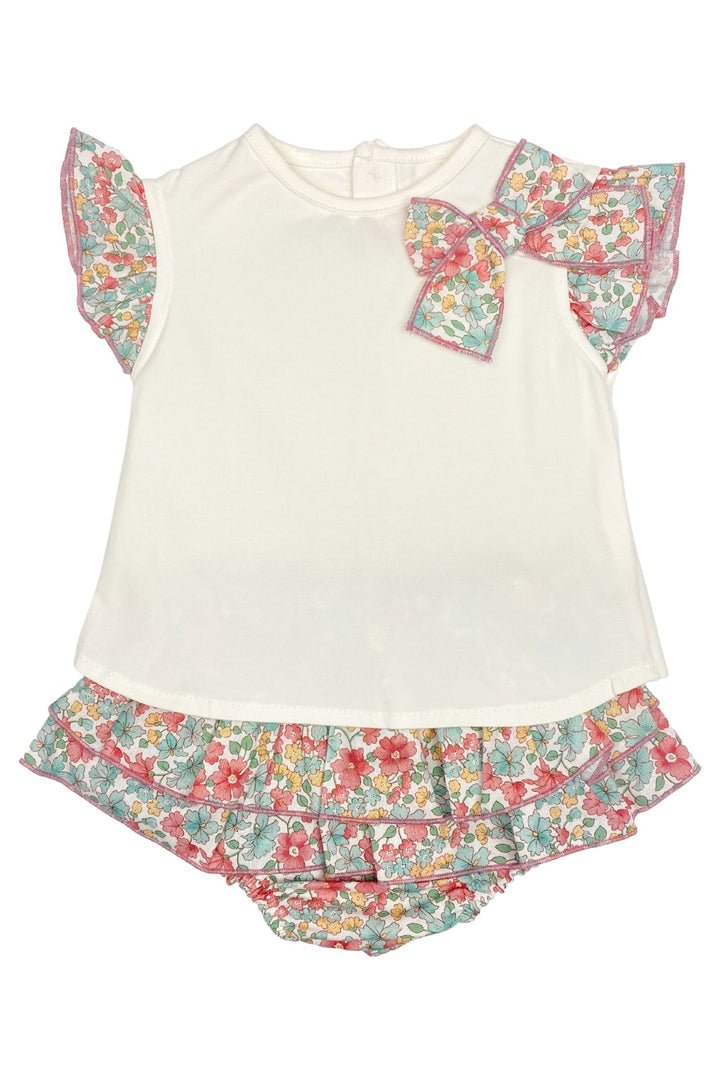 Valentina Bebes "Esther" Dusky Pink Floral Blouse & Skirt - Millie and John