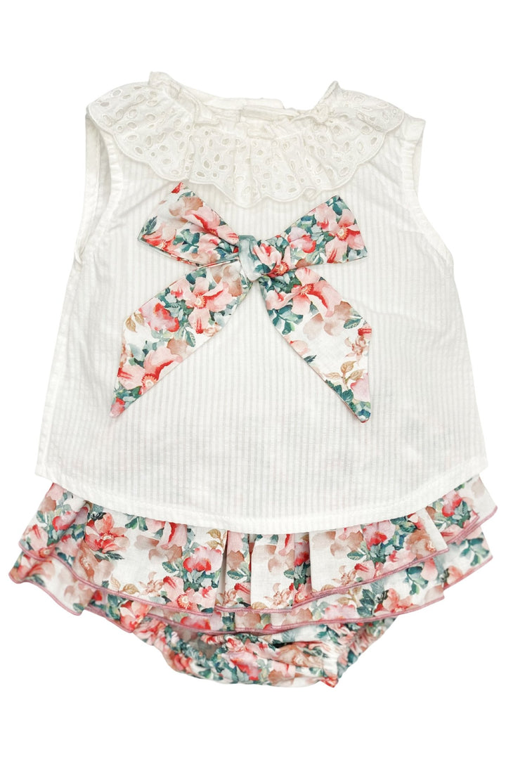 Valentina Bebes "Etta" Dusky Pink Floral Blouse & Skirt - Millie and John