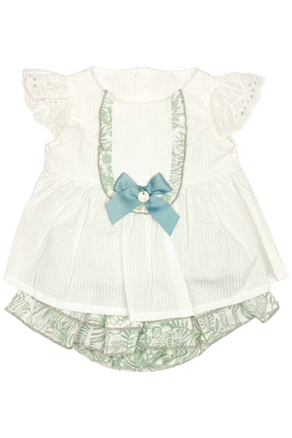 Valentina Bebes "Josephine" Sage Green Zebra Print Blouse & Skirt - Millie and John