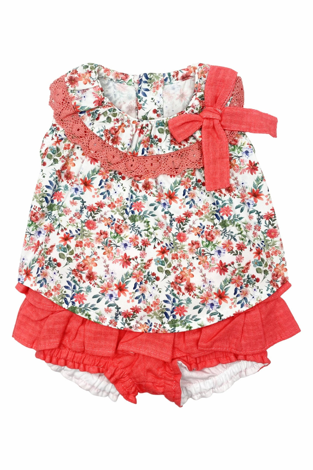 Valentina Bebes "Kira" Coral Floral Blouse & Ruffle Shorts - Millie and John