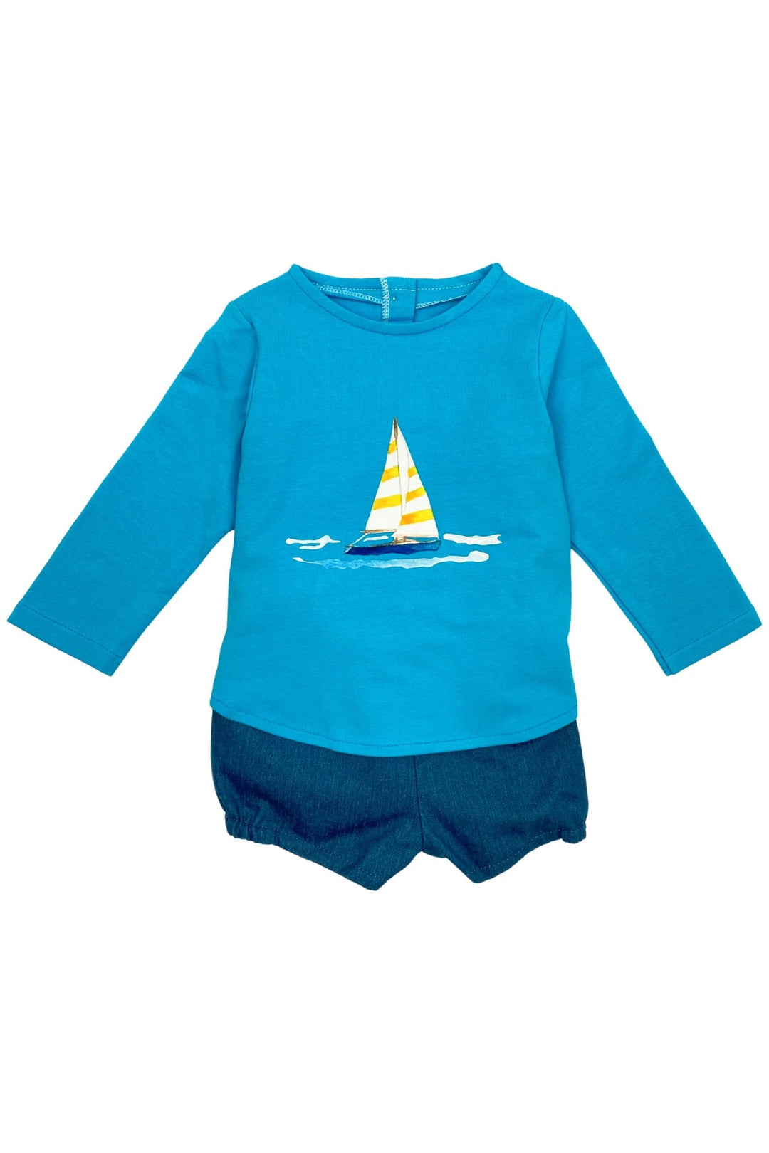 Valentina Bebes "Miles" Dusky Blue Sailboat Top & Shorts - Millie and John