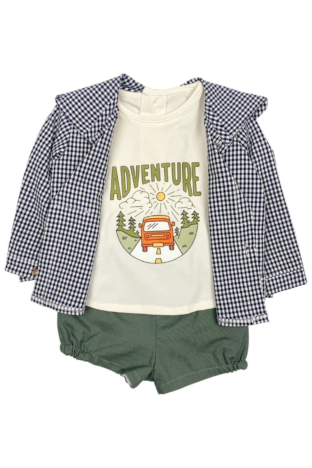 Valentina Bebes "Rafferty" Black Gingham Hoodie, T-Shirt & Shorts - Millie and John