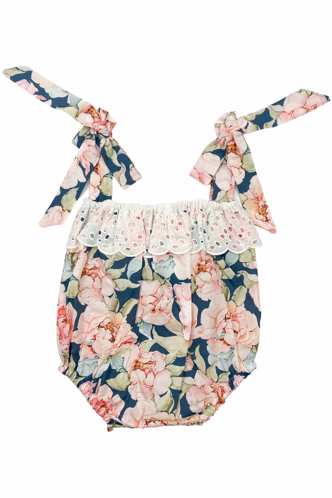 Valentina Bebés "Sophia" Navy & Peach Floral Shortie - Millie and John