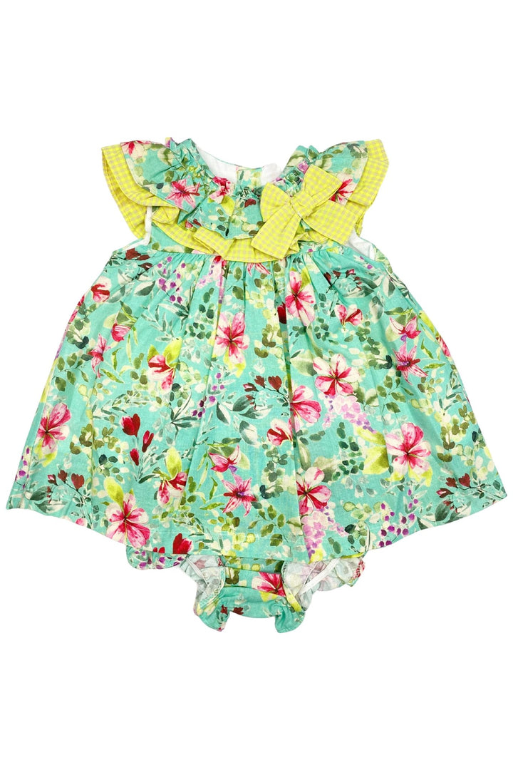 Valentina Bebes "Suki" Turquoise Floral Dress &amp; Bloomers - Millie and John