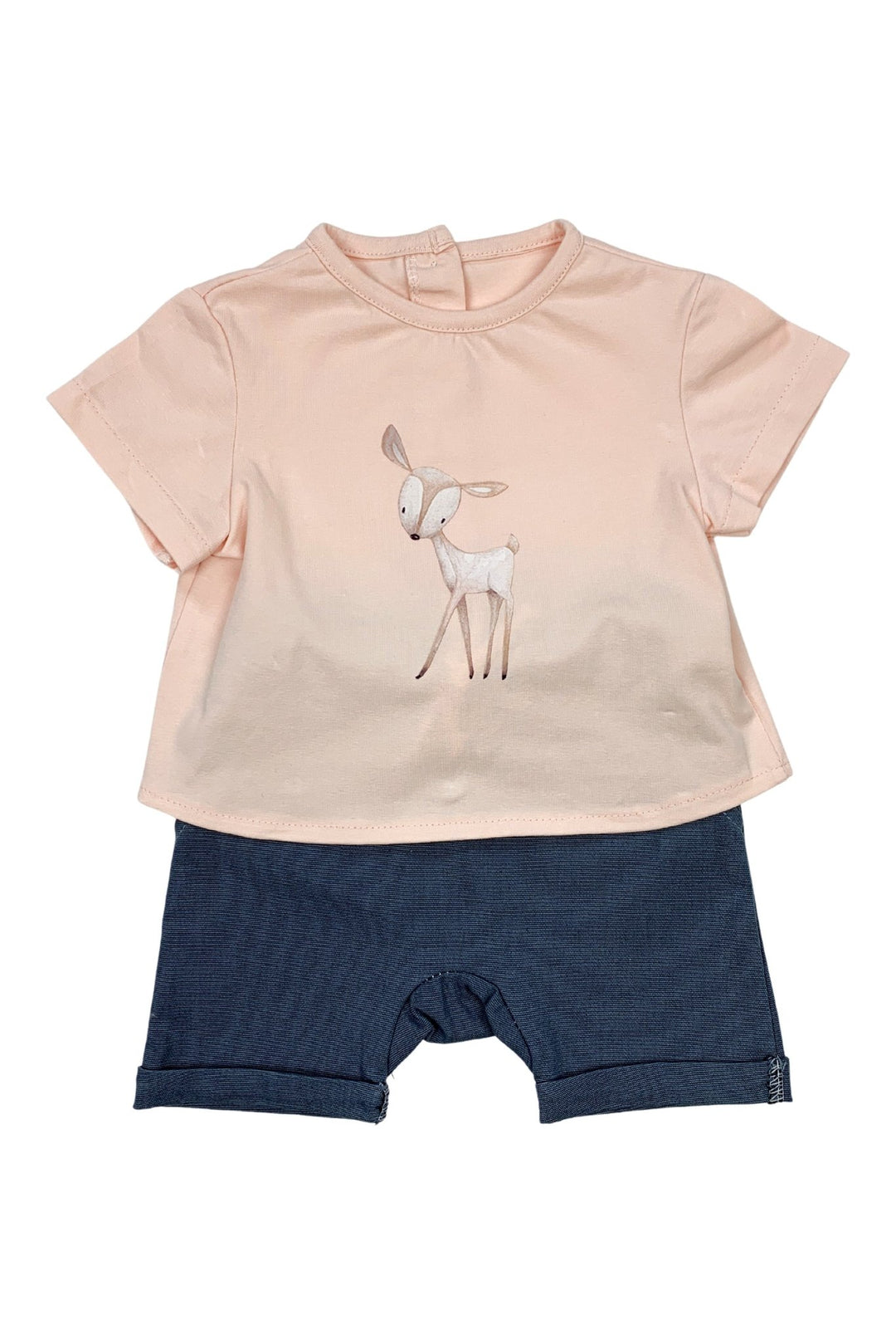 Valentina Bebes "Wilder" Peach T-Shirt & Denim Blue Shorts - Millie and John
