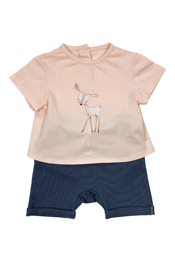 Valentina Bebes "Wilder" Peach T-Shirt & Denim Blue Shorts - Millie and John