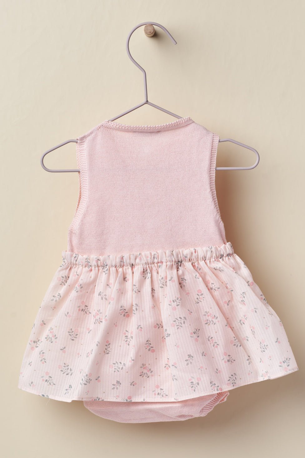 Wedoble "Alba" Pink Half Knit Floral Romper Dress - Millie and John