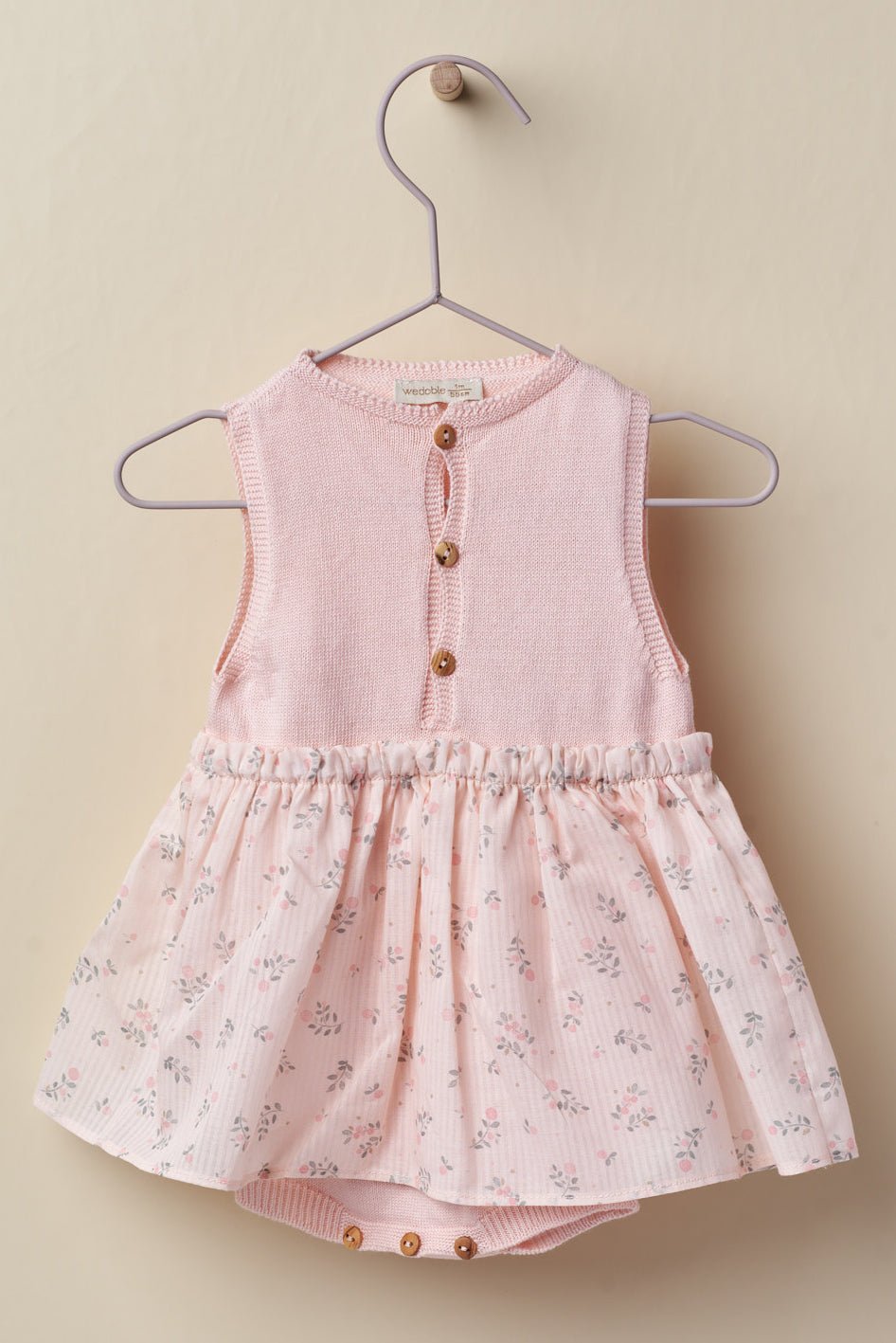 Wedoble "Alba" Pink Half Knit Floral Romper Dress - Millie and John