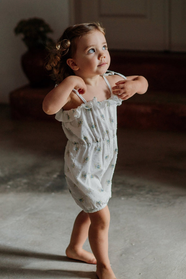 Wedoble "Lettie" Soft Blue Floral Playsuit - Millie and John