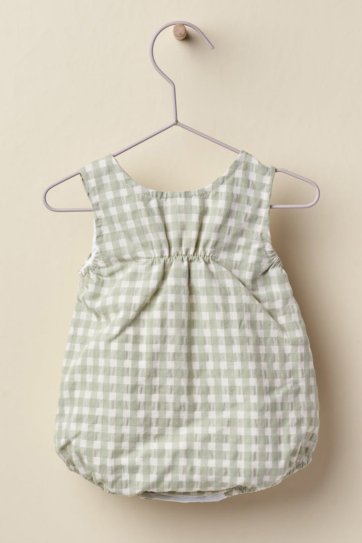 Wedoble "Percival" Sage Green Gingham Romper - Millie and John