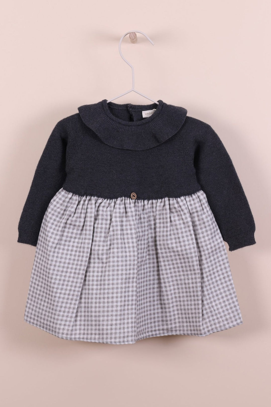 Wedoble "Tilly" Charcoal Half Knit Check Dress - Millie and John