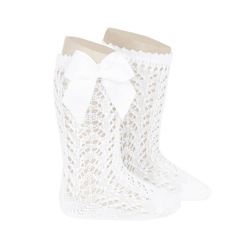 Condor White Lace Openwork Bow Socks | Millie and John