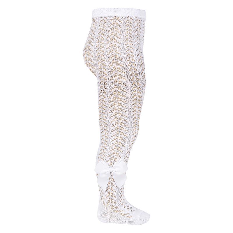 Condor White Lace Openwork Bow Tights | Millie and John