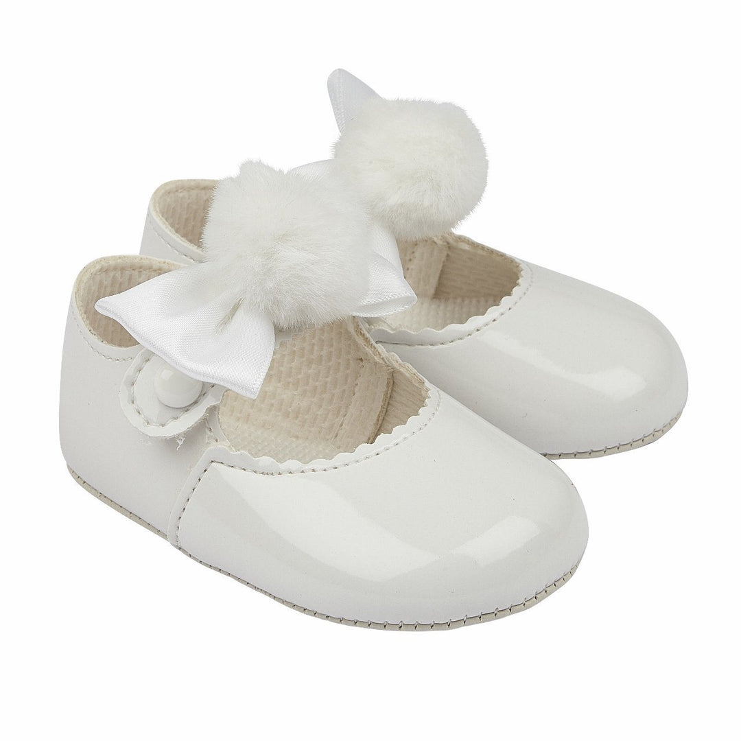 Baypods White Pom Pom Soft Sole Shoes | Millie and John