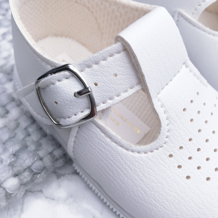 Baypods | White T-Bar Hard Sole Shoes â Millie and John