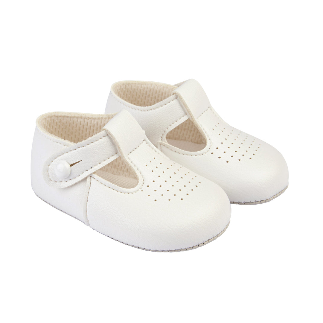 Baypods White T-Bar Soft Sole Shoes | Millie and John