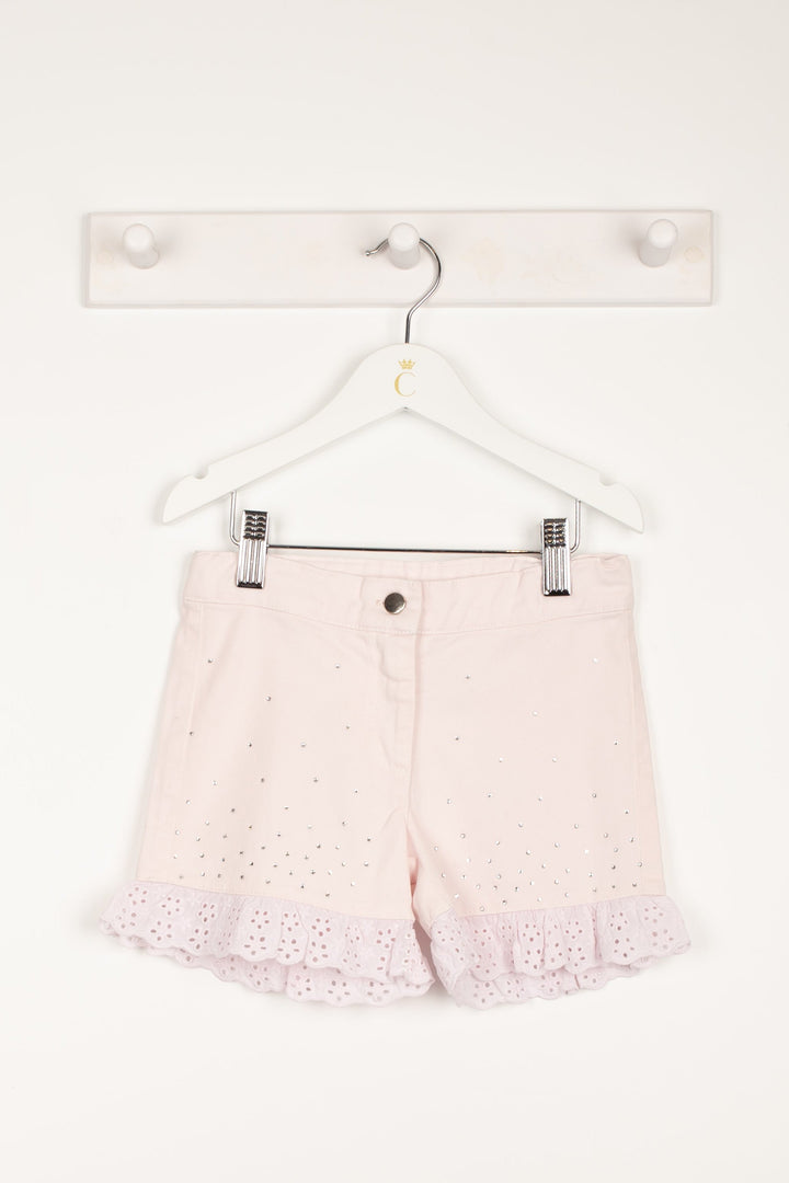 Caramelo Kids "Zoey" Pink Diamanté Denim Shorts | Millie and John